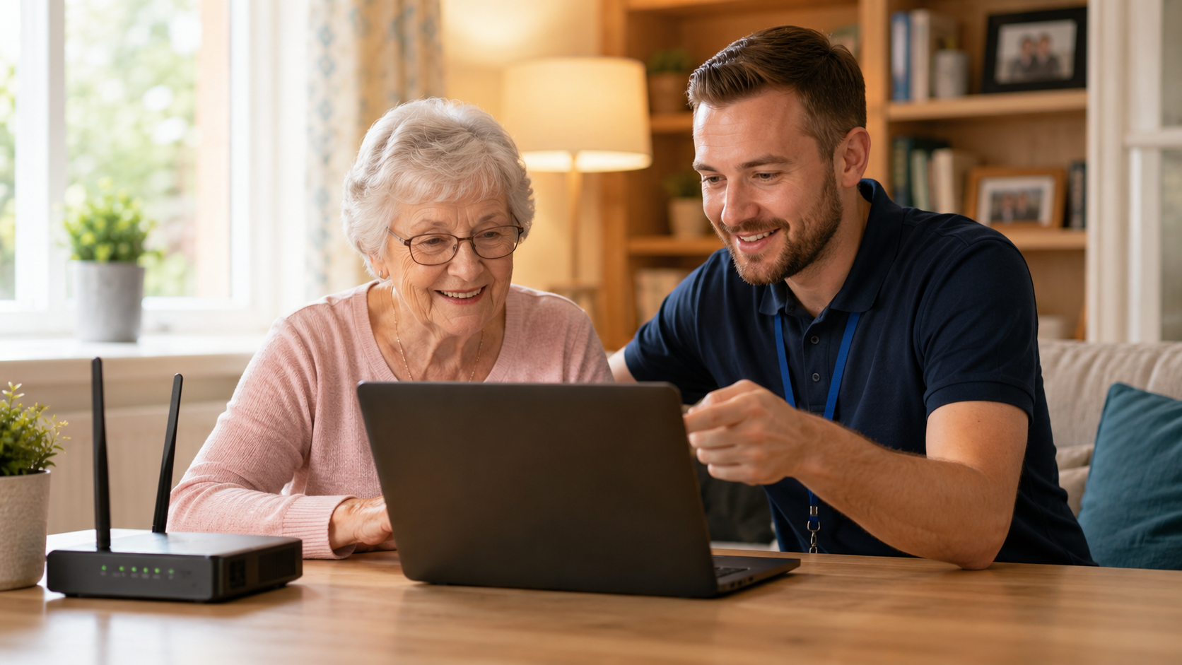 Friendly home technology support for a residential customer